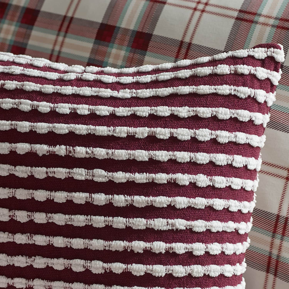 Catherine Lansfield Stab Stitch Filled Cushion 43cm x 43cm - Plum - Stab Stitch Plum Cushion