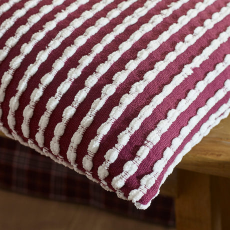Catherine Lansfield Stab Stitch Filled Cushion 43cm x 43cm - Plum - Stab Stitch Plum Cushion