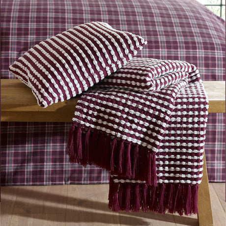 Catherine Lansfield Stab Stitch Filled Cushion 43cm x 43cm - Plum - Stab Stitch Plum Group