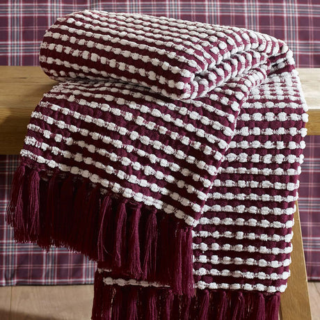 Catherine Lansfield Stab Stitch Throw – Plum – 125cm x 150cm