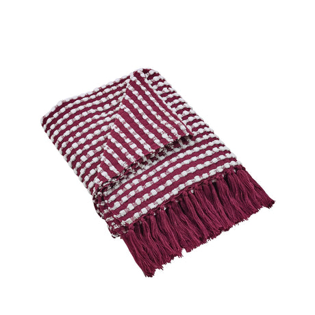 Catherine Lansfield Stab Stitch Throw – Plum – 125cm x 150cm - Stab Stitch Plum Throw