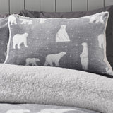 Catherine Lansfield Cosy Polar Bear Duvet Cover Set - Grey - Cosy Polar Bear Duvet Set