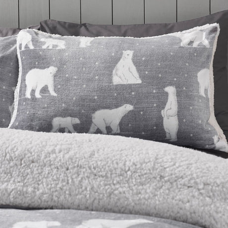 Catherine Lansfield Cosy Polar Bear Duvet Cover Set - Grey - Cosy Polar Bear Duvet Set