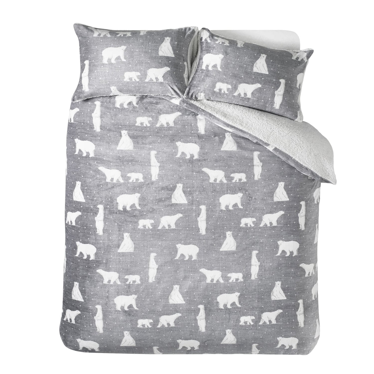 Catherine Lansfield Cosy Polar Bear Duvet Cover Set - Grey - Cosy Polar Bear Duvet Set