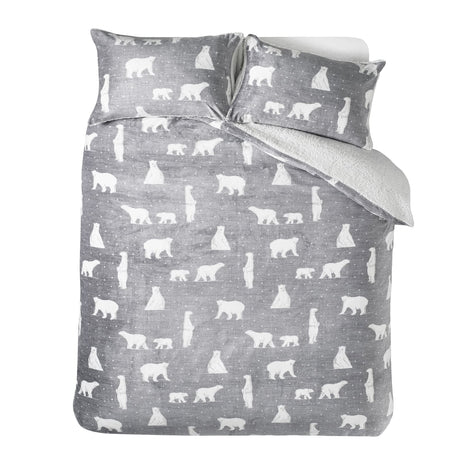 Catherine Lansfield Cosy Polar Bear Duvet Cover Set - Grey - Cosy Polar Bear Duvet Set