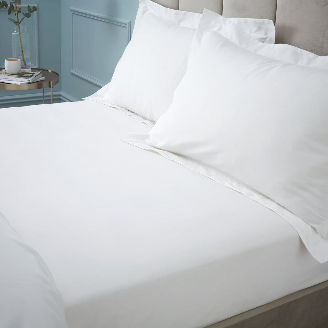 Bianca Fine Linens 180 Thread Count Egyptian 34cm Deep White 100% Cotton Fitted Sheet