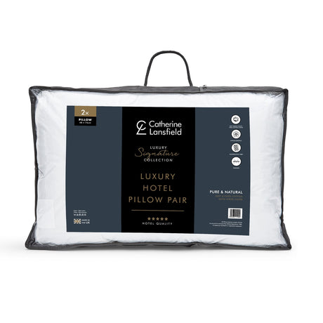 Catherine Lansfield Luxury Hotel Pillow Pair 200 Thread Count Satin Stripe - Hotel Satin Stripe Pillow Pair