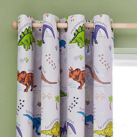 Catherine Lansfield Prehistoric Dinosaurs Kids Eyelet Curtains Polycotton