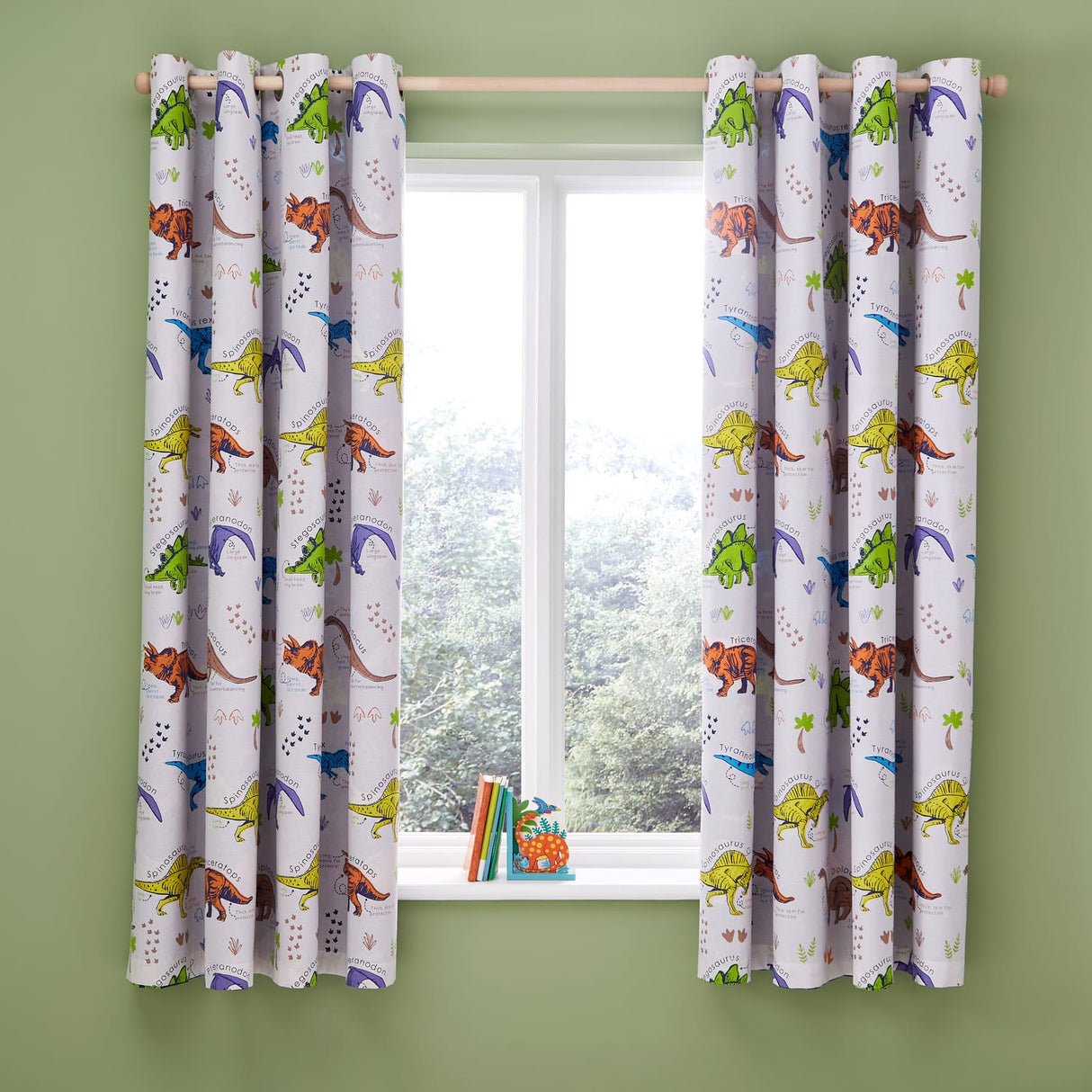 Catherine Lansfield Prehistoric Dinosaurs Kids Eyelet Curtains Polycotton - Prehistoric Dinosaur Curtains