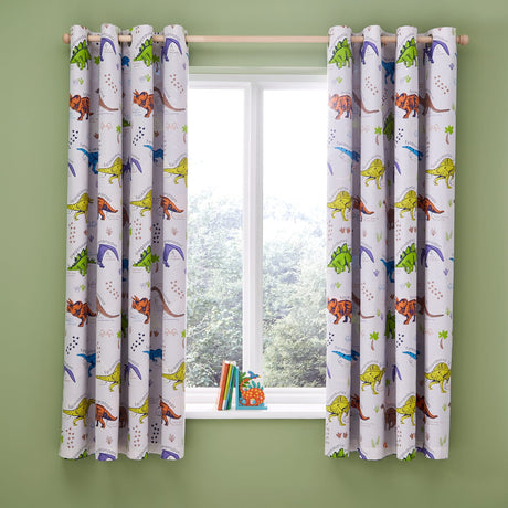 Catherine Lansfield Prehistoric Dinosaurs Kids Eyelet Curtains Polycotton - Prehistoric Dinosaur Curtains