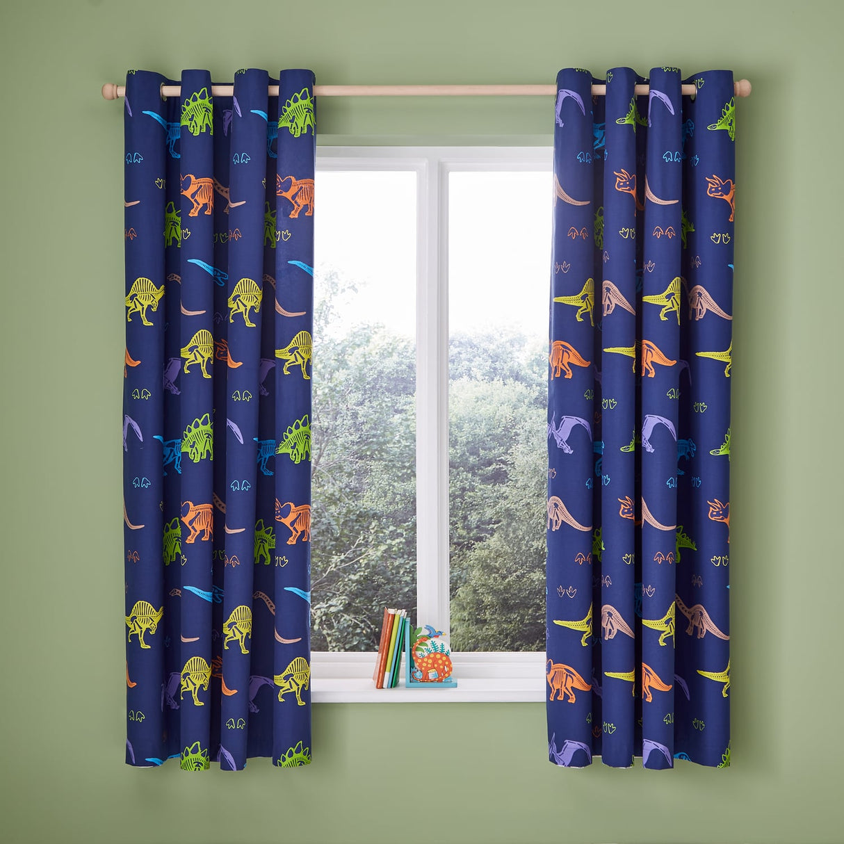 Catherine Lansfield Prehistoric Dinosaurs Kids Eyelet Curtains Polycotton - Prehistoric Dinosaur Curtains
