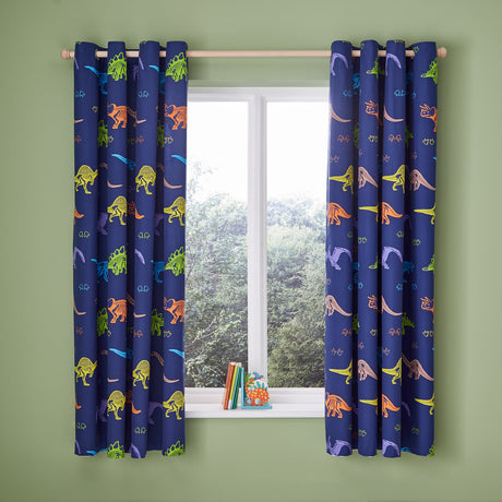 Catherine Lansfield Prehistoric Dinosaurs Kids Eyelet Curtains Polycotton - Prehistoric Dinosaur Curtains