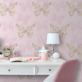 Catherine Lansfield Enchanted Butterfly Pink Wallpaper - Enchanted Butterfly Wallpaper