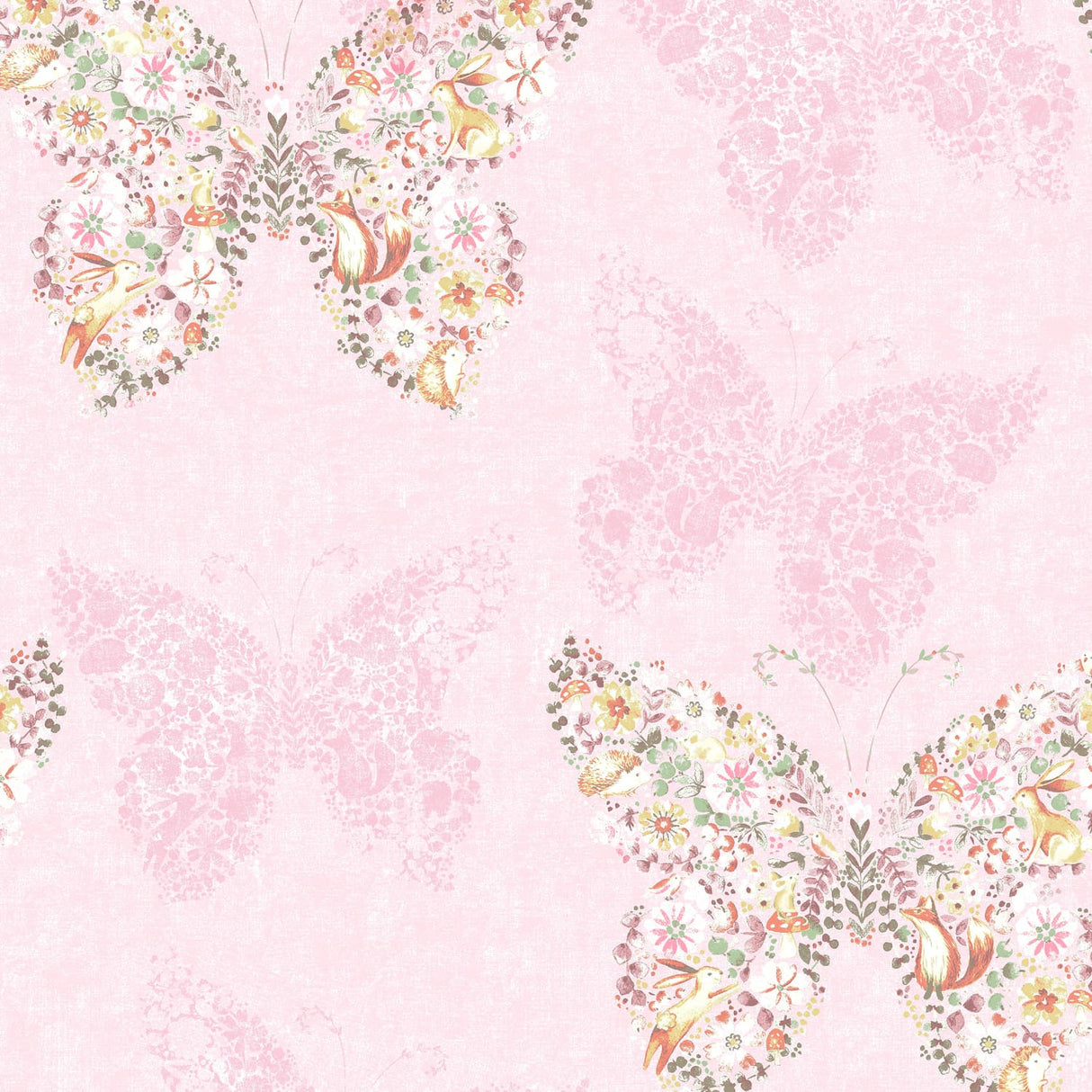 Catherine Lansfield Enchanted Butterfly Pink Wallpaper - Enchanted Butterfly Wallpaper