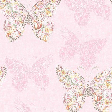 Catherine Lansfield Enchanted Butterfly Pink Wallpaper - Enchanted Butterfly Wallpaper
