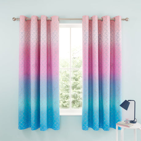 Catherine Lansfield Mermaid Kids Eyelet Curtains Polycotton - Mermaid Curtains