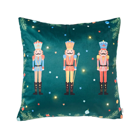 Catherine Lansfield Christmas Nutcracker Light Up Filled Cushion - Christmas Nutcracker Cushion