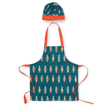 Catherine Lansfield Nutcracker Christmas Cotton Apron - Nutcracker Kids Hat And Apron