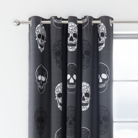 Catherine Lansfield Skulls Kids Eyelet Curtains Polycotton