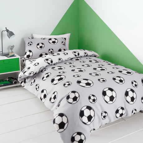 Catherine Lansfield Football Fleece Duvet Cover Set - Football Fleece Duvet Set