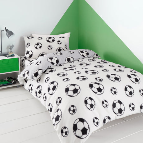 Catherine Lansfield Football Fleece Duvet Cover Set - Football Fleece Duvet Set
