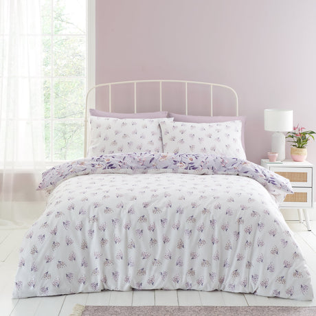 Catherine Lansfield Isadora Floral Lilac Duvet Cover Bedding Set