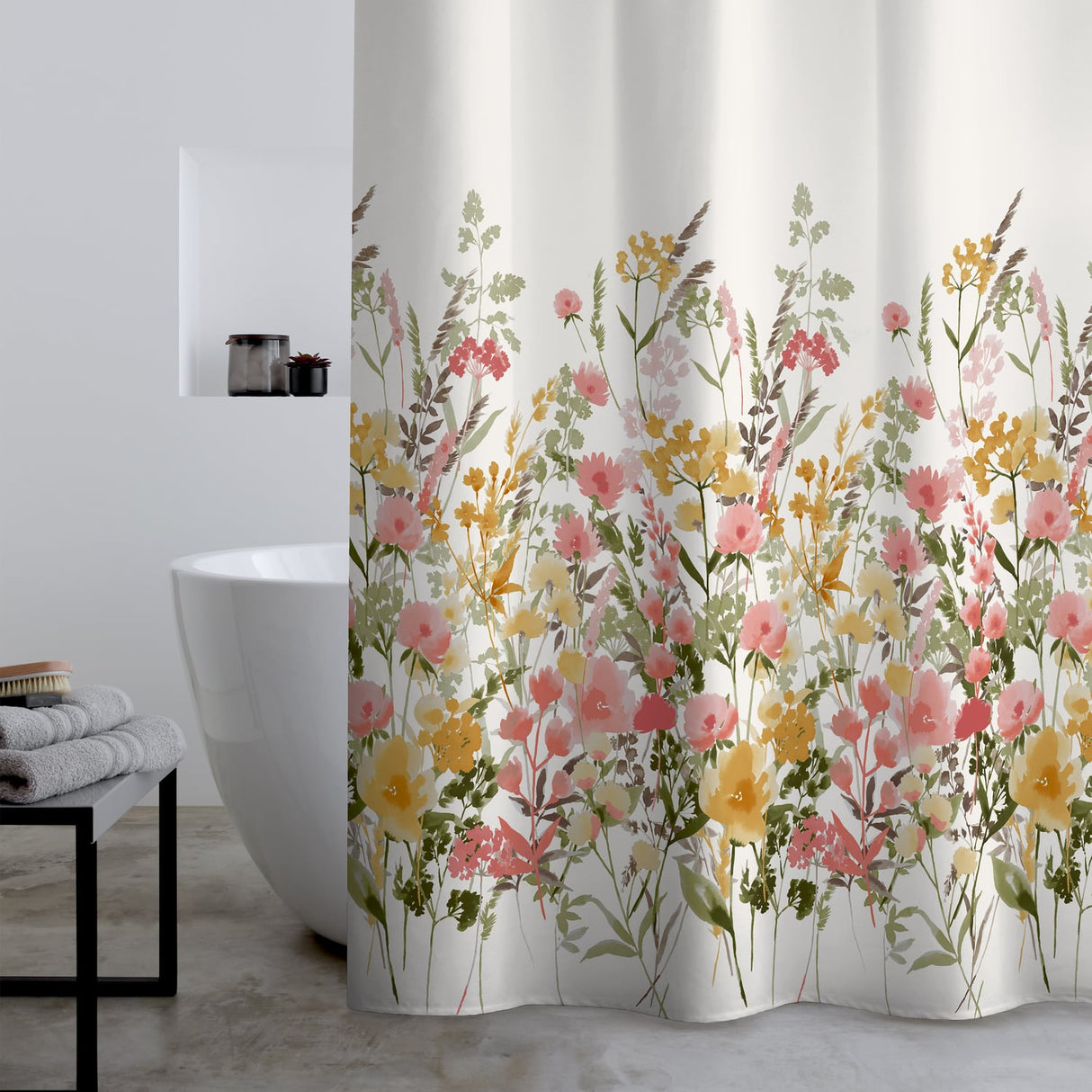Catherine Lansfield Enchanted Twilight Animals Shower Curtain - Countryside Floral Shower Curtain