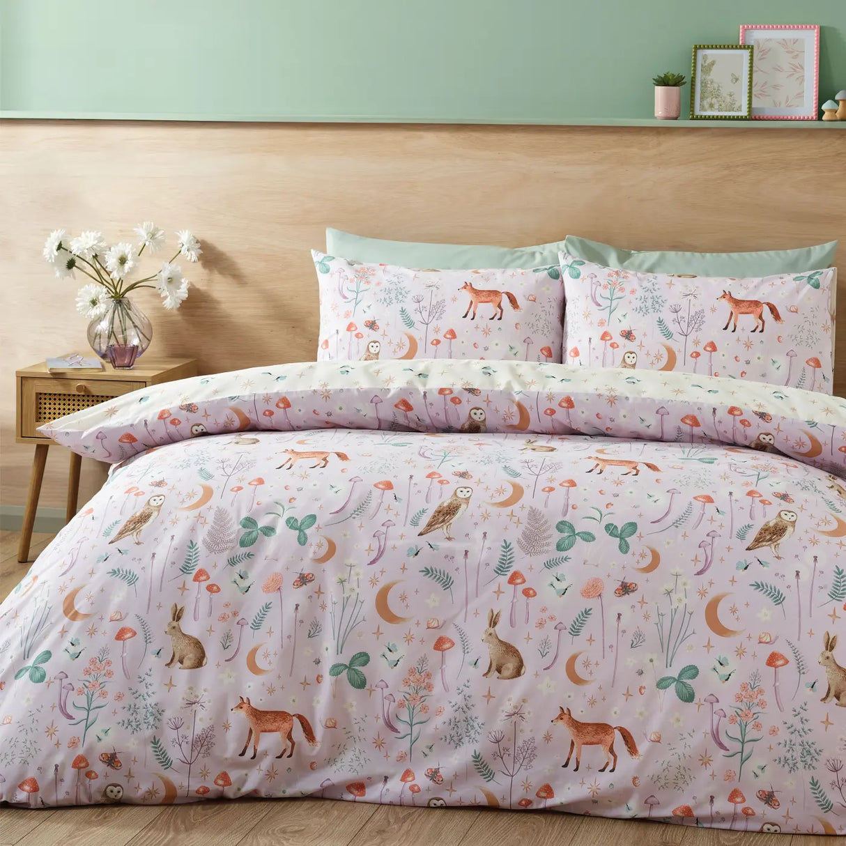 Catherine Lansfield Enchanted Twilight Animals Reversible Duvet Cover Set - Lilac