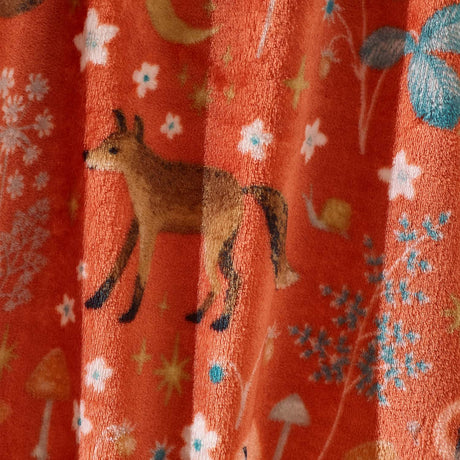 Catherine Lansfield Enchanted Twilight Animals Fleece Throw – Burnt Orange – 130cm x 170cm - Enchanted Twilight Burnt Orange