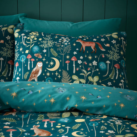 Catherine Lansfield Enchanted Twilight Animals Duvet Cover Set - Enchanted Twilight Forest Green Duvet Set