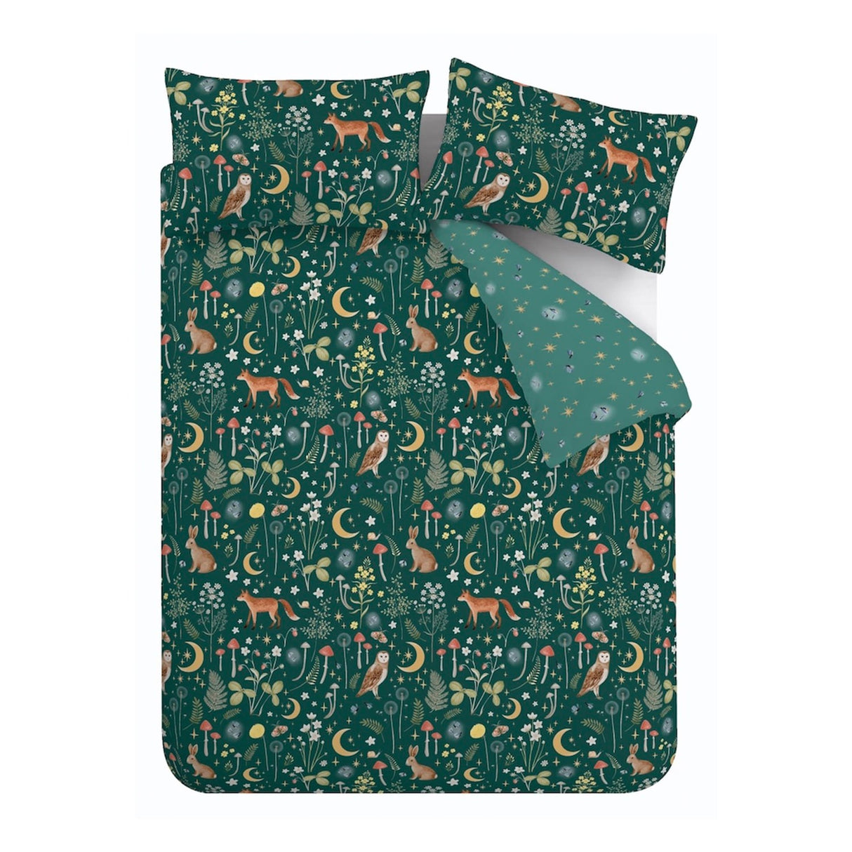 Catherine Lansfield Enchanted Twilight Animals Duvet Cover Set - Enchanted Twilight Forest Green Duvet Set