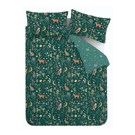 Catherine Lansfield Enchanted Twilight Animals Duvet Cover Set - Enchanted Twilight Forest Green Duvet Set