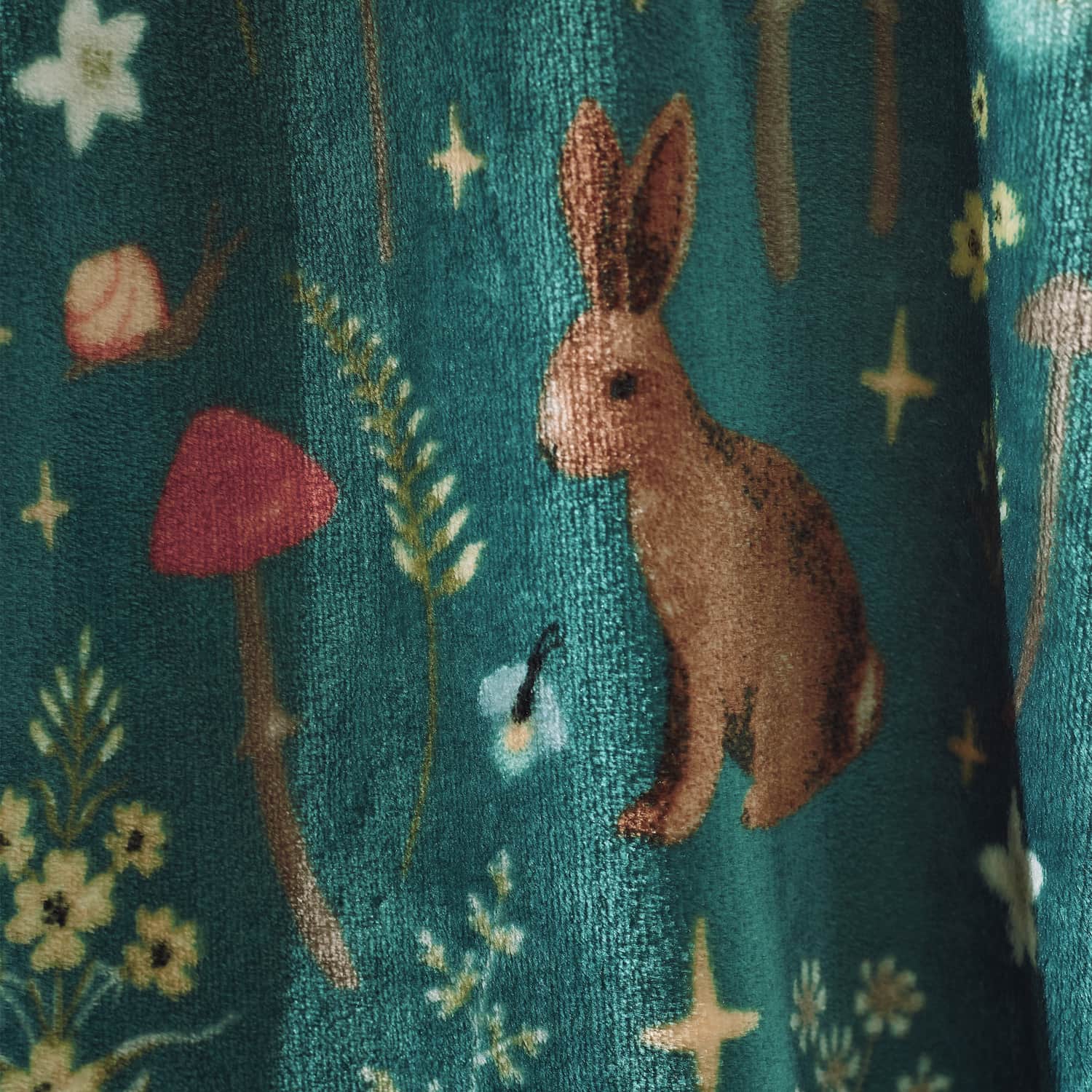 Catherine Lansfield Enchanted Twilight Animals Fleece Throw – Forest Green – 130cm x 170cm - Enchanted Twilight Forest Green