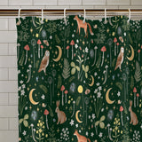 Catherine Lansfield Enchanted Twilight Animals Shower Curtain - Enchanted Twilight Forest Green Shower Curtain