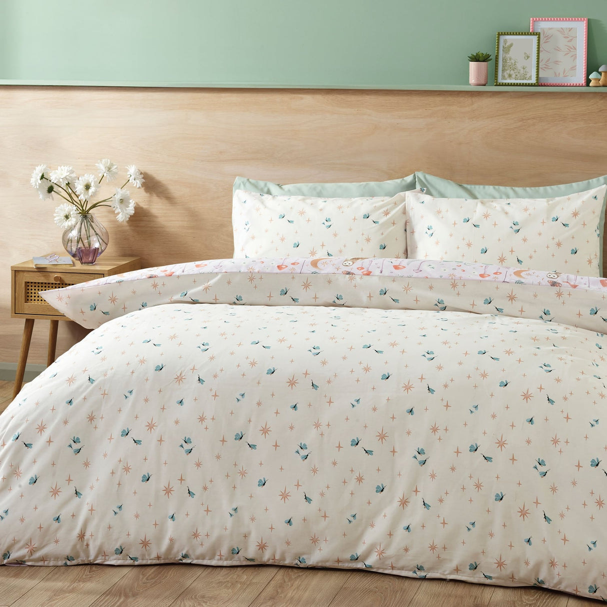 Catherine Lansfield Enchanted Twilight Animals Reversible Duvet Cover Set - Lilac - Enchanted Twilight Lilac Duvet Set