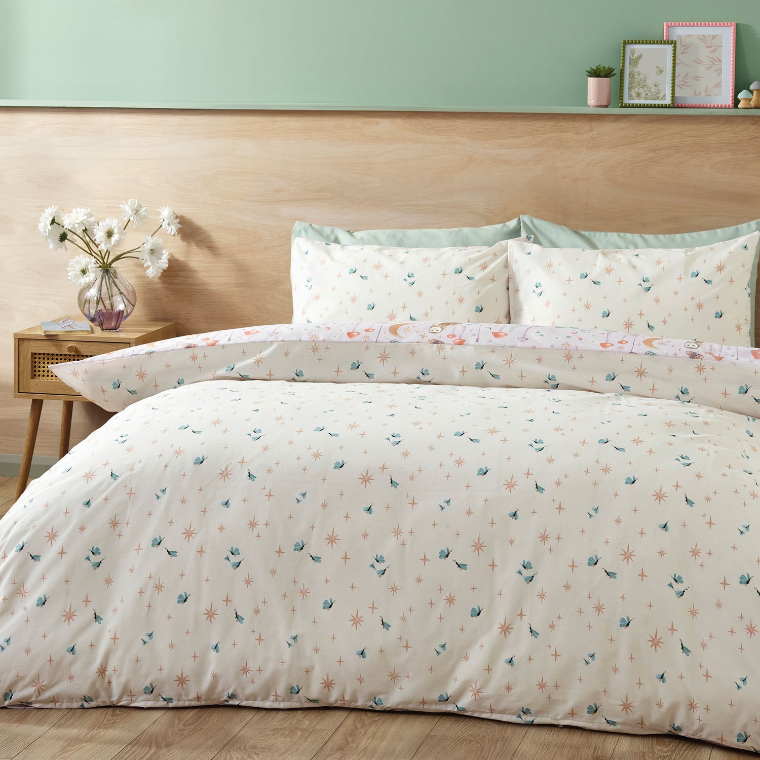 Catherine Lansfield Enchanted Twilight Animals Reversible Duvet Cover Set - Lilac - Enchanted Twilight Lilac Duvet Set