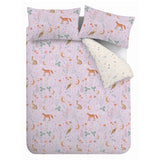 Catherine Lansfield Enchanted Twilight Animals Reversible Duvet Cover Set - Lilac - Enchanted Twilight Lilac Duvet Set