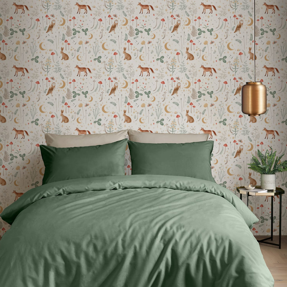 Catherine Lansfield Enchanted Twilight Animals Natural Wallpaper