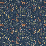 Catherine Lansfield Enchanted Twilight Animals Natural Wallpaper - Enchanted Twilight Navy Wallpaper