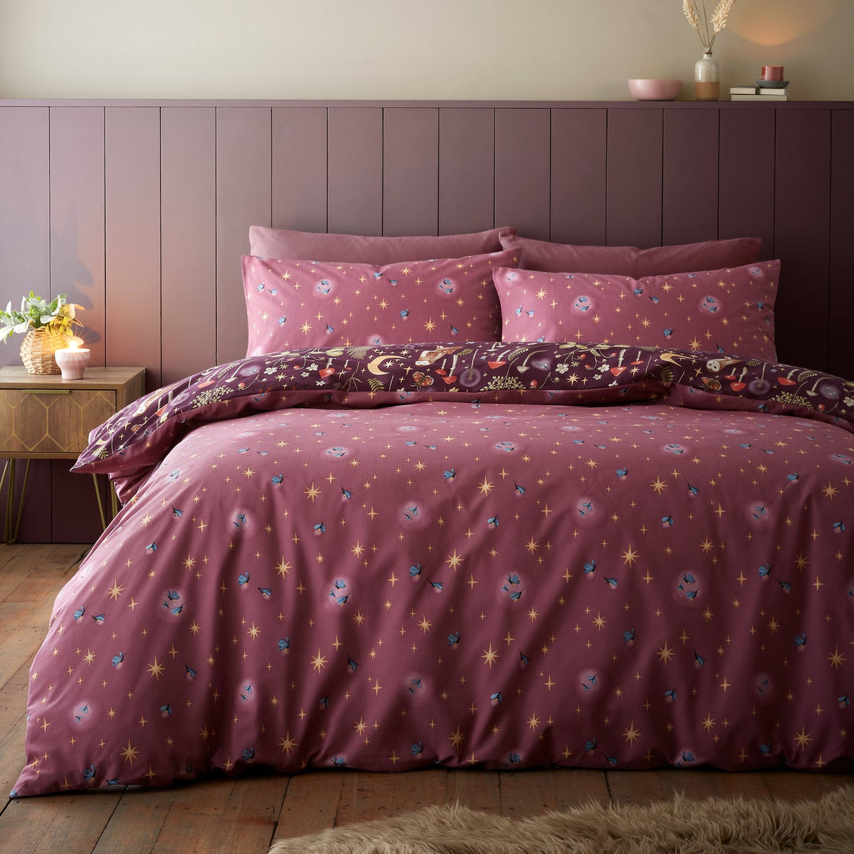 Catherine Lansfield Enchanted Twilight Animals Duvet Cover Set - Enchanted Twilight Plum Duvet Set