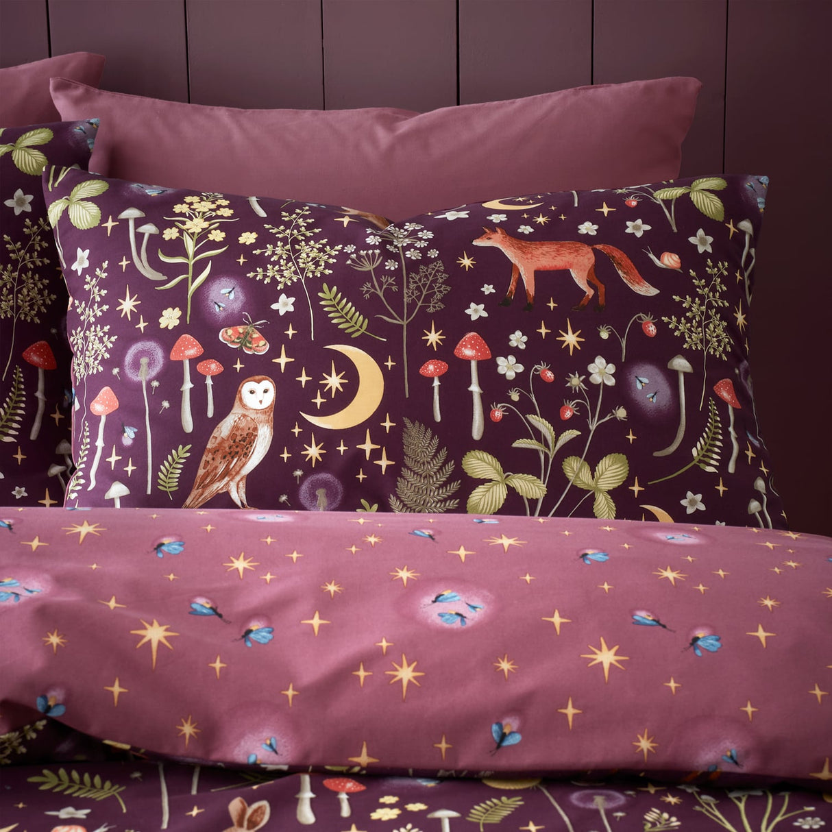 Catherine Lansfield Enchanted Twilight Animals Duvet Cover Set - Enchanted Twilight Plum Duvet Set