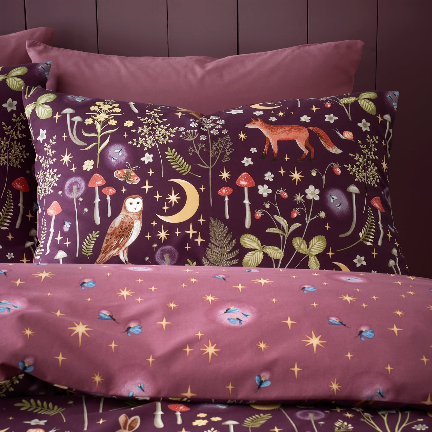 Catherine Lansfield Enchanted Twilight Animals Duvet Cover Set - Enchanted Twilight Plum Duvet Set