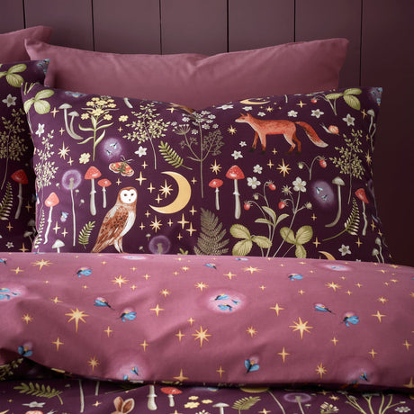 Catherine Lansfield Enchanted Twilight Animals Duvet Cover Set - Enchanted Twilight Plum Duvet Set