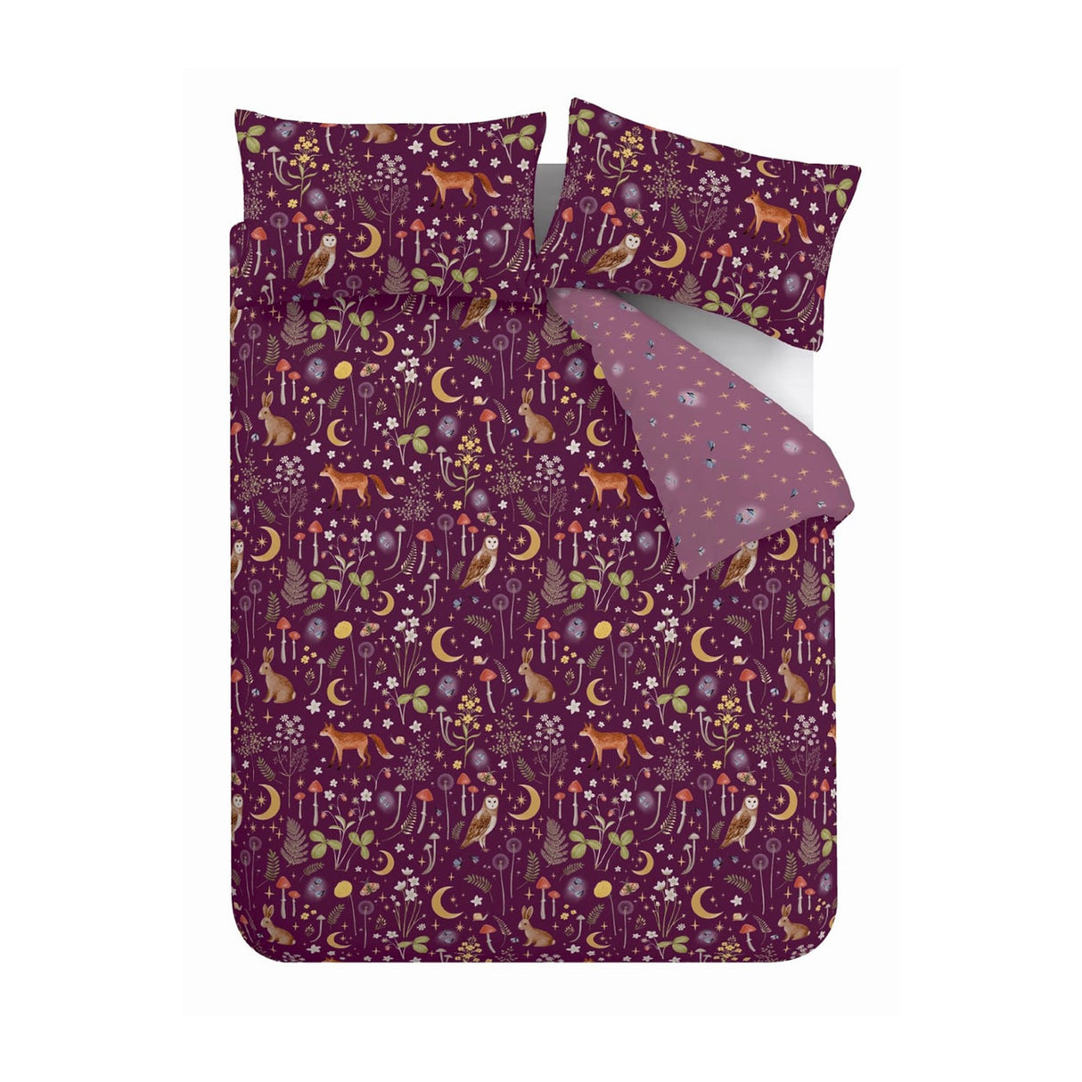 Catherine Lansfield Enchanted Twilight Animals Duvet Cover Set - Enchanted Twilight Plum Duvet Set