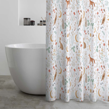 Catherine Lansfield Enchanted Twilight Animals Shower Curtain - Enchanted Twilight White Shower Curtain