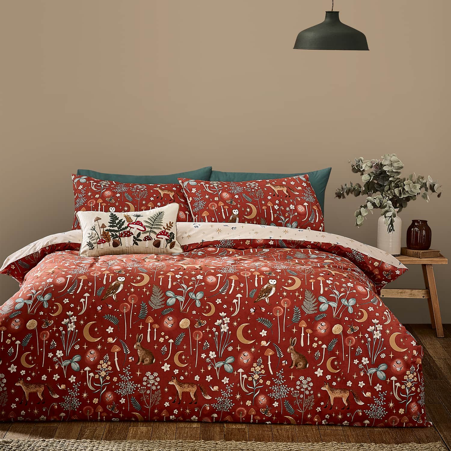 Catherine Lansfield Enchanted Twilight Animals Duvet Cover Set - Enchated Twilight Burnt Orange Duvet Set