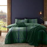 Catherine Lansfield Melrose Tweed Check Brushed Cotton Flannelette Duvet Cover - Green