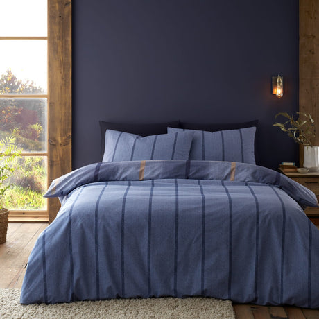 Catherine Lansfield Brushed Melrose Tweed Check Duvet Cover Set - Melrose Check Blue Duvet Set
