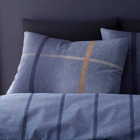 Catherine Lansfield Brushed Melrose Tweed Check Duvet Cover Set - Melrose Check Blue Duvet Set