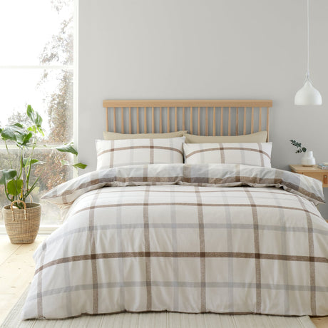 Catherine Lansfield Brushed Check Brushed Cotton Flannelette Duvet Cover Set - Brushed Check Duvet Set